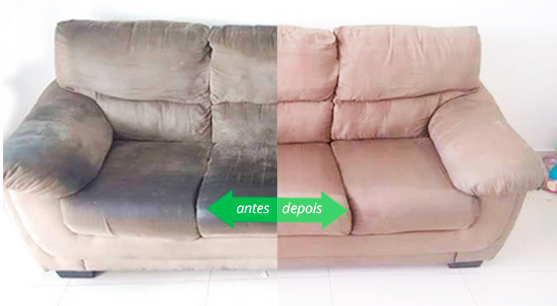 antes e depois da limpeza de sofa no rj